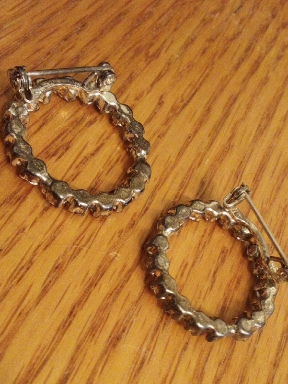 Crystal Circle Brooch Pair - Clear Crystals on Gold Tone - Picture 4 of 5